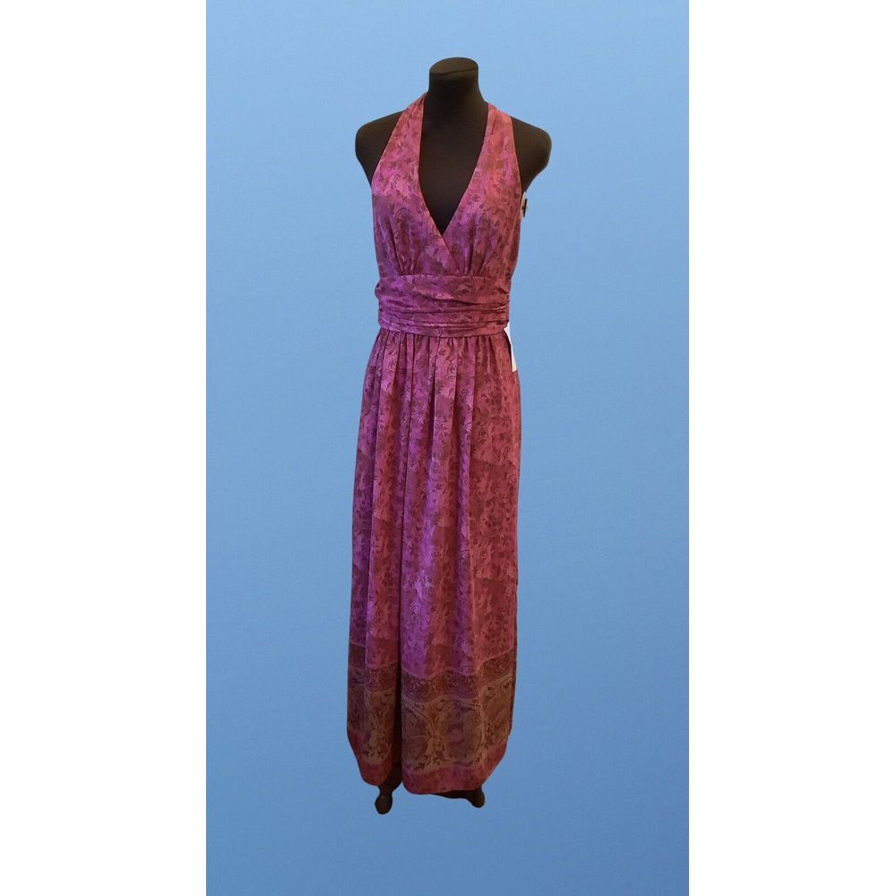 Suzi Chin Maxi Raspberry Pink Halter Dress Sz 6 NWT!